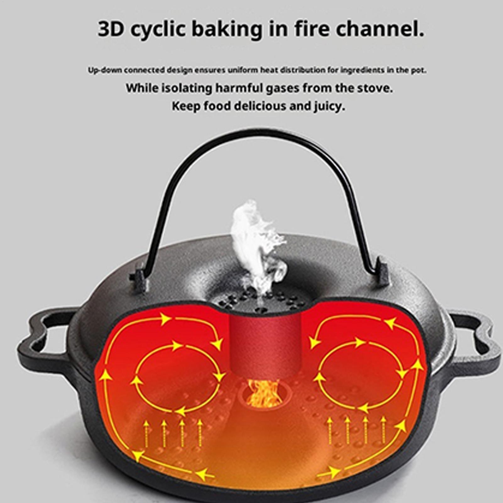 Camping Cooking Cast Iron - 손잡이가 있는 논스틱 조리기구용 대형 냄비,