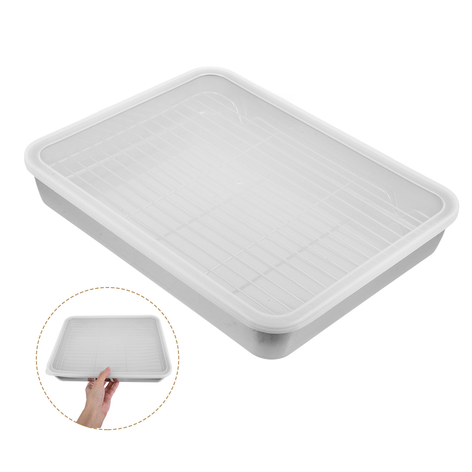 Camping Cooking Dishes - 스테인리스 스틸 직사각형 로스팅 팬 랙