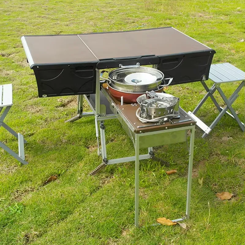 Camping Cooking And Dining Set - 휴대용 야외 접이식 푸드 트레일러 이동식