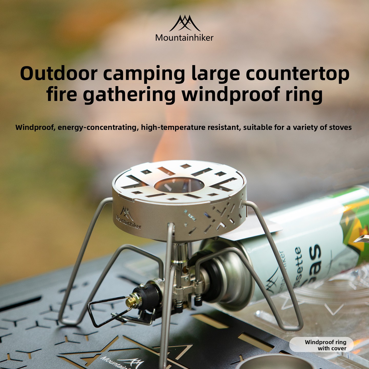 Camping Cooking Ring - MOUNTAINHIKER 방풍 링 뚜껑 포함 스테인리스