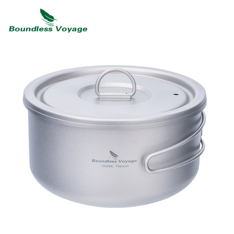 Camping Cooking Lightweight - Boundless Voyage 티타늄 캠핑 냄비, 뚜껑이
