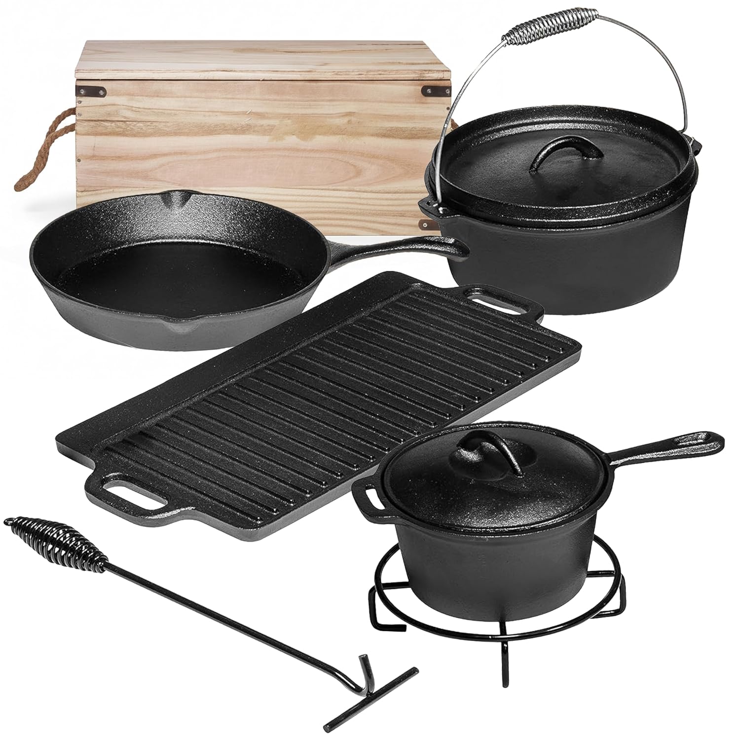Camping Cooking Cast Iron - 캠핑 요리 세트 7종. 사전 조리된