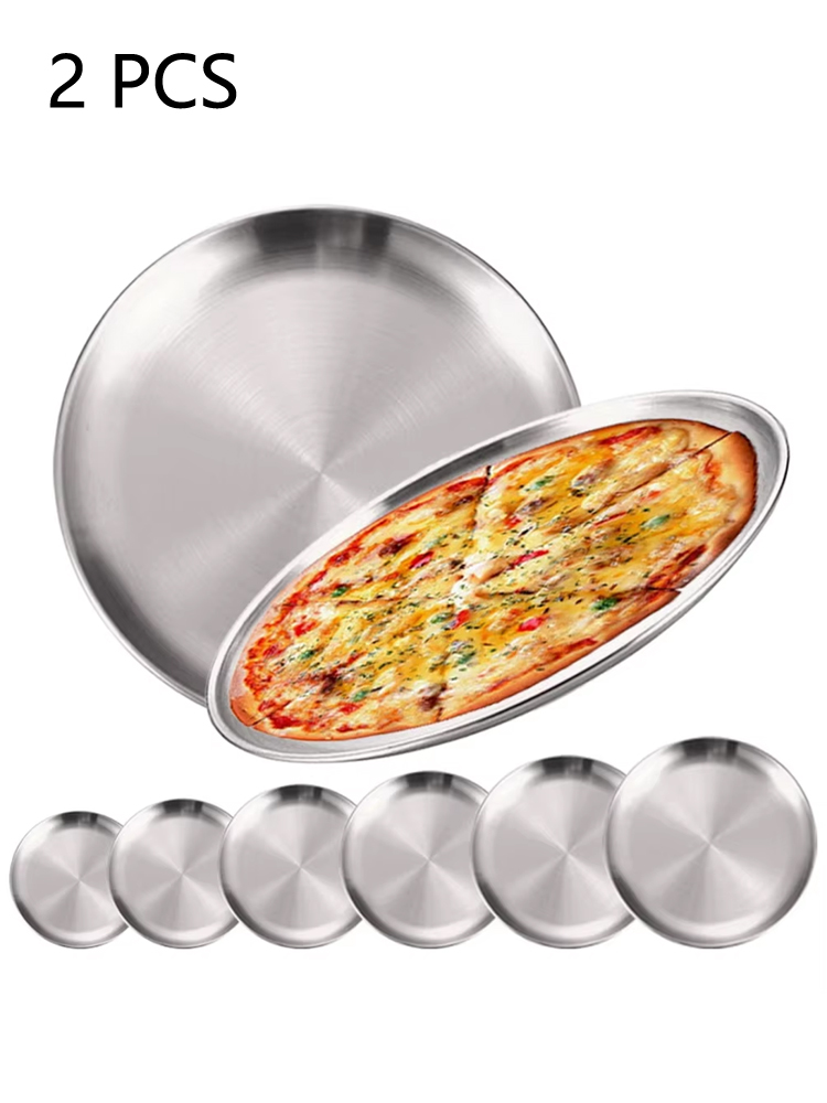 Camping Cooking Dishes - 2Pcs 스테인레스 스틸 라운드 실버 얕은