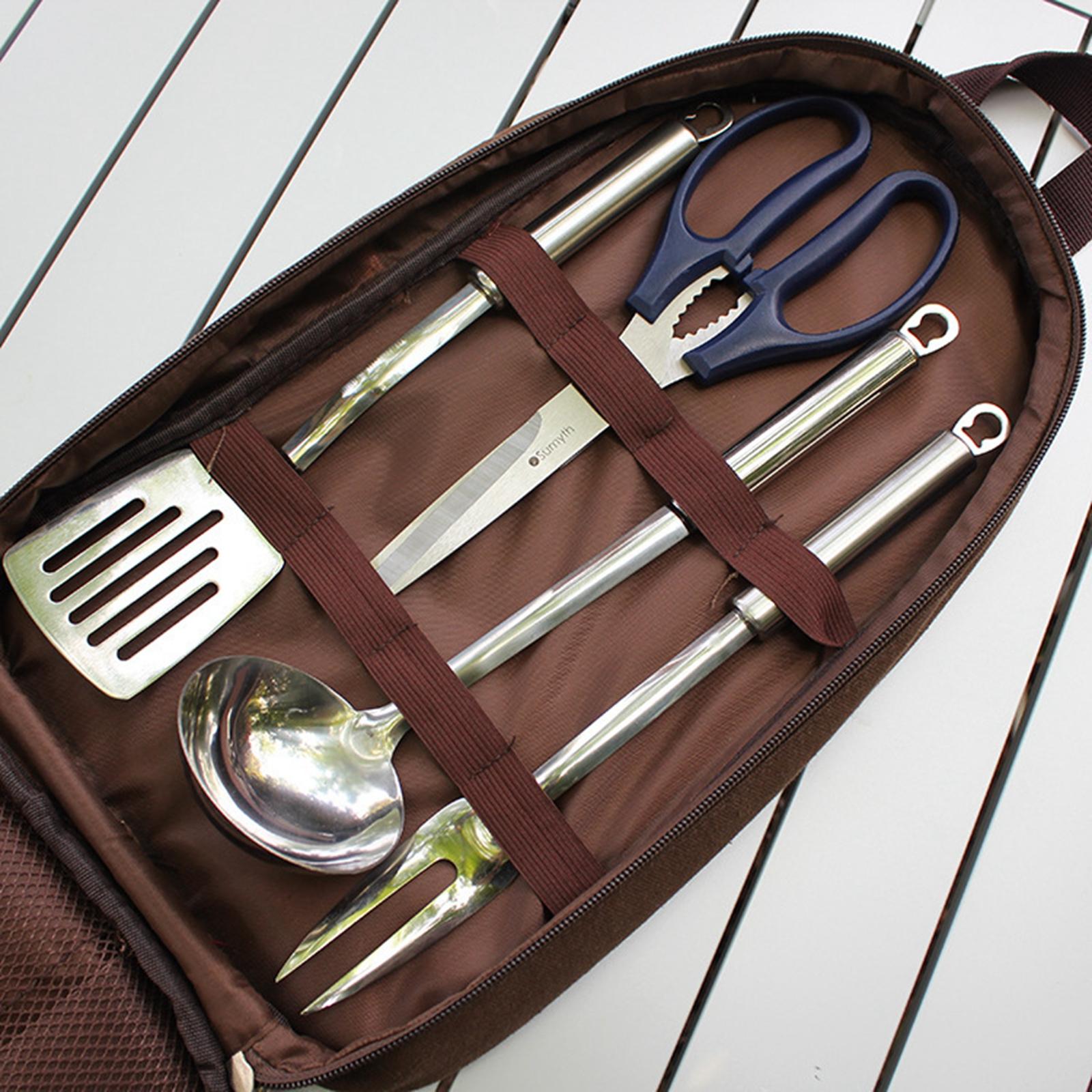 7pcs 캠핑 주방기구 세트 운반 가방 바베큐 해변 하 - Camping Cooking Equipment Bag 리뷰 및 가격