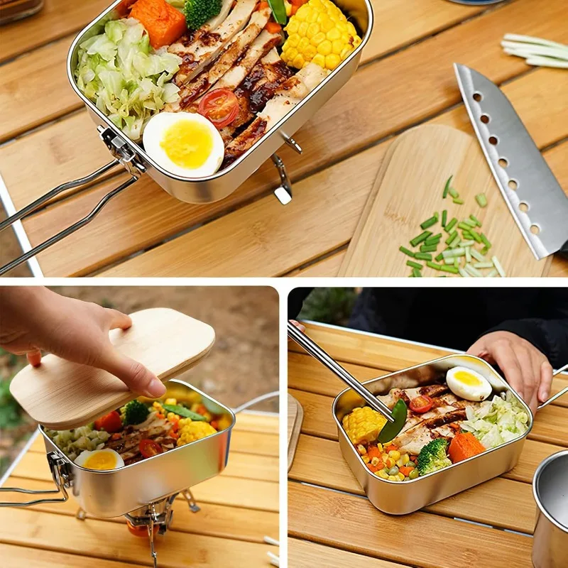 304 스테인레스 스틸 휴대용 도시락 상자, 야외 캠핑 - Camping Cooking Container 리뷰 및 가격