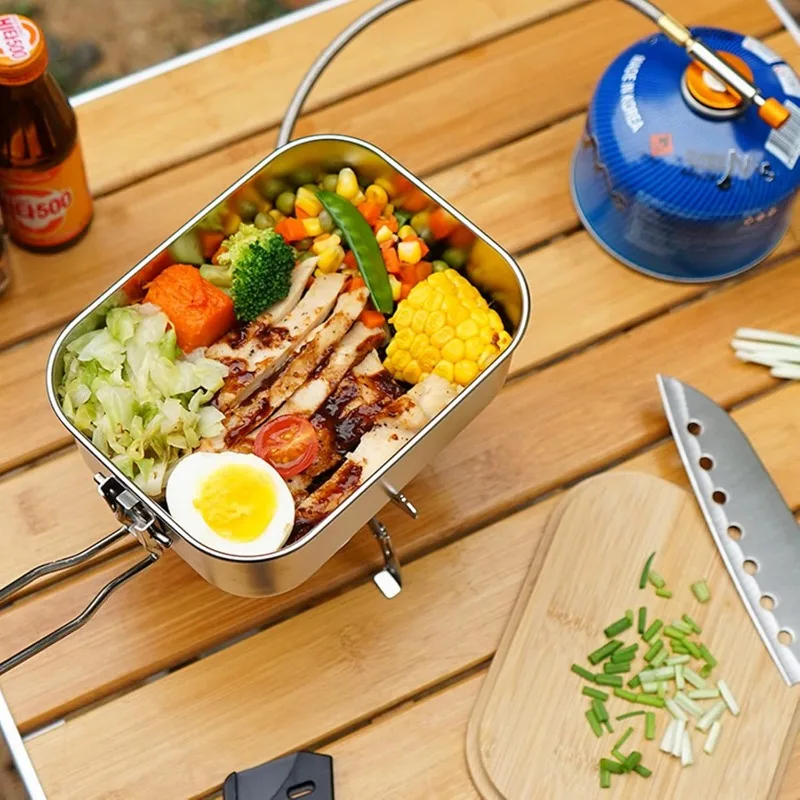 304 스테인레스 스틸 휴대용 도시락 상자, 야외 캠핑 - Camping Cooking Container 리뷰 및 가격