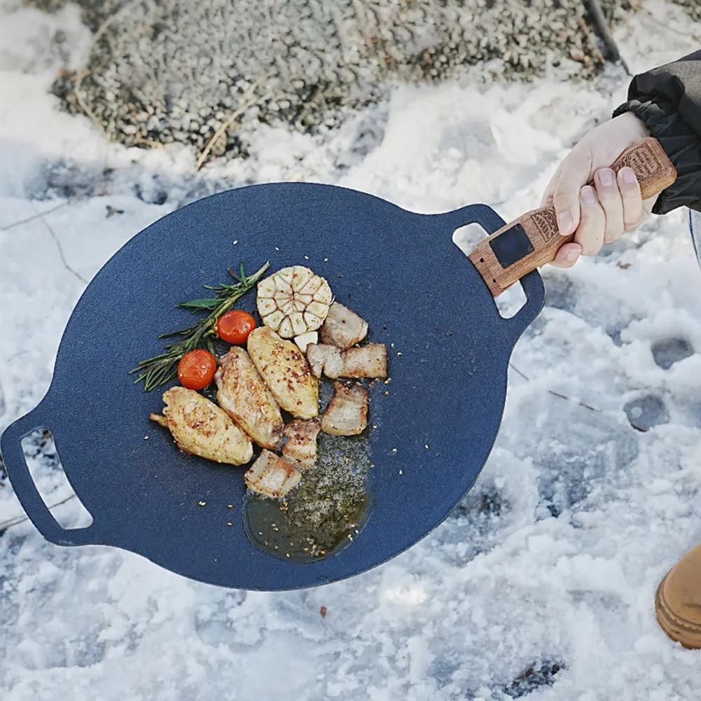 야외용 천연 나무 그릴 팬 손잡이 분리형 내열 방지 화 - Camping Cooking Device 리뷰 및 가격
