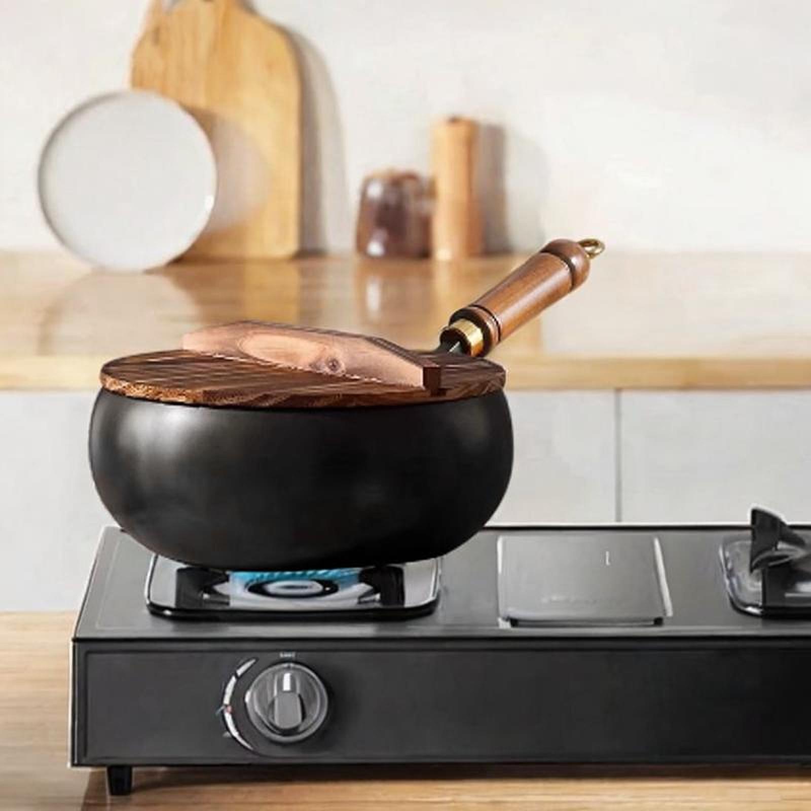 비 코팅 냄비 중국 냄비 나무 뚜껑 손잡이가 있는 끓는 - Camping Cooking Cast Iron 리뷰 및 가격