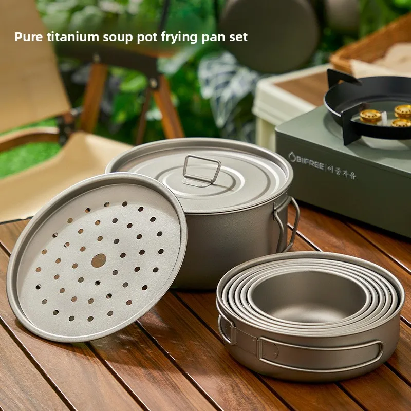 티타늄 야외 냄비 세트 피크닉 캠핑 세트 식기 접이식  - Camping Cooking Lightweight 리뷰 및 가격