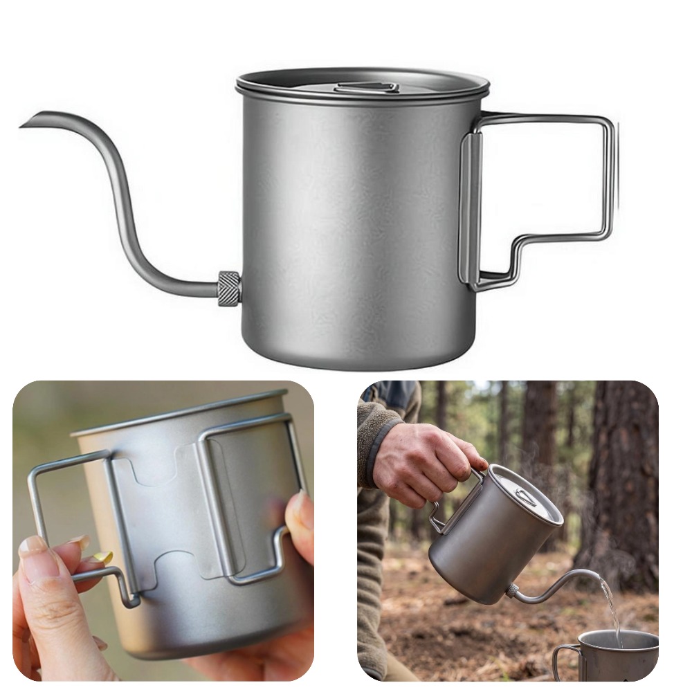 420ml 순수 티타늄 캠핑 커피 푸어오버 주전자 구스 - Camping Cooking Lightweight 리뷰 및 가격